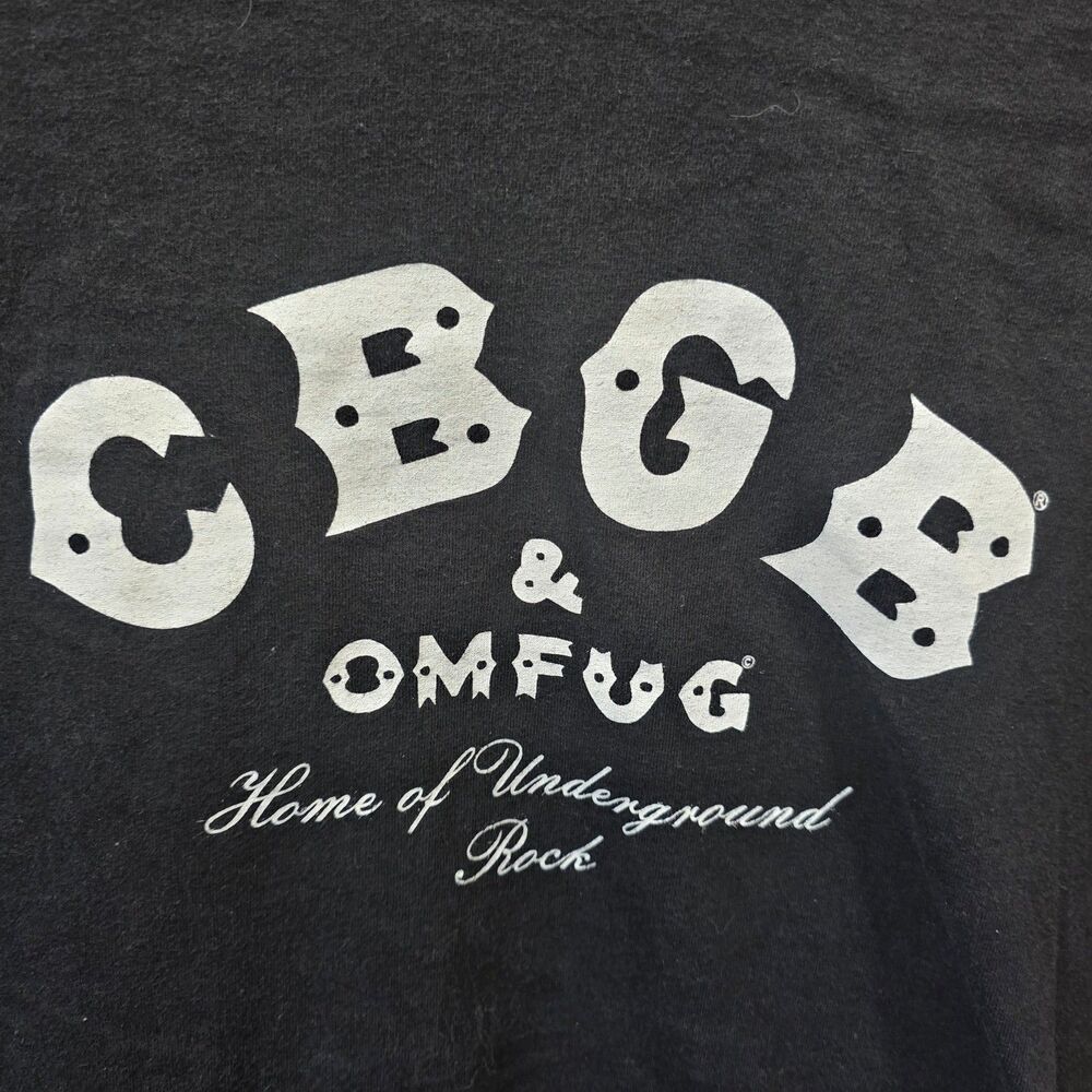 CBGB OMFUG Black Underground Rock Band Tee Shirt XL Vintage Style Punk‎